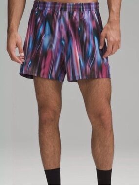 lululemon athletica Men’s Abstract Wave Athletic Shorts - Purple/Blue/Black